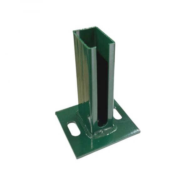 Fussplatte/ Montagefuss für Doppelstabpfosten 60 x 40 mm - moosgrün (RAL6005)